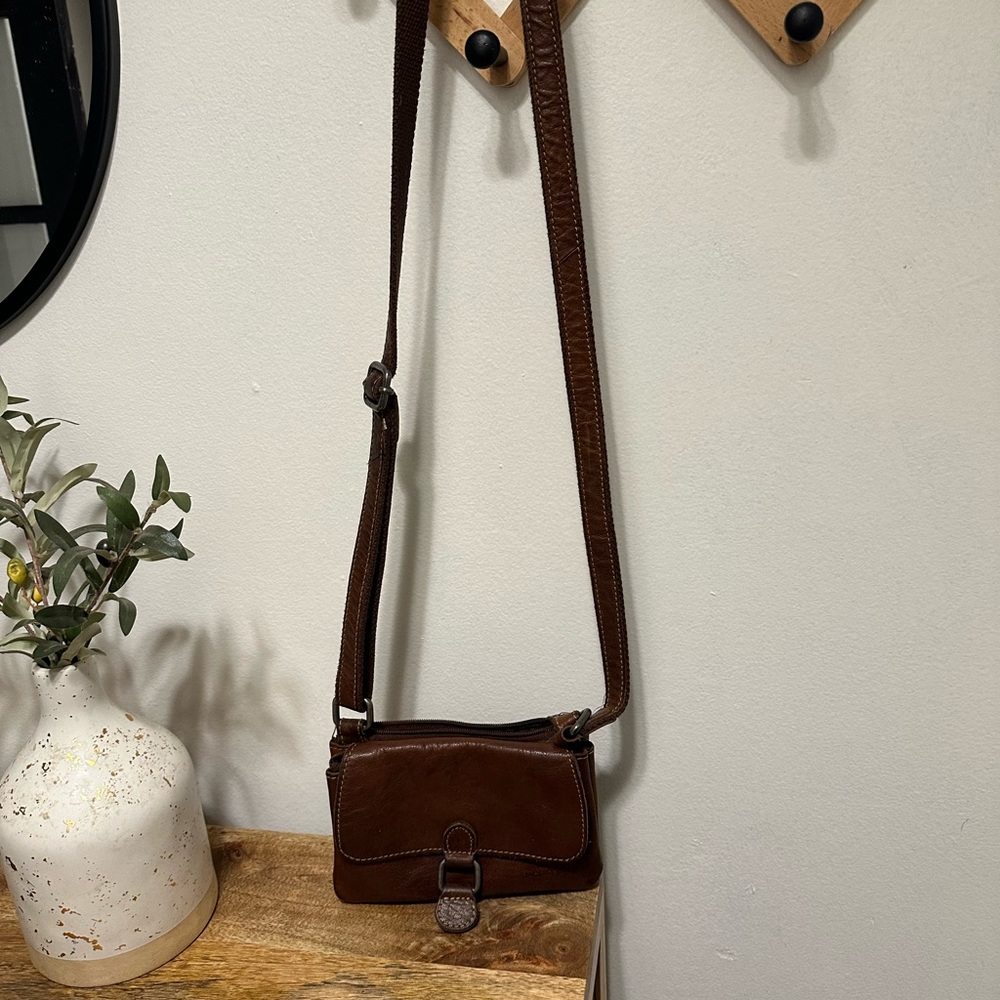 Jack George leather wallet on a string/cross body.